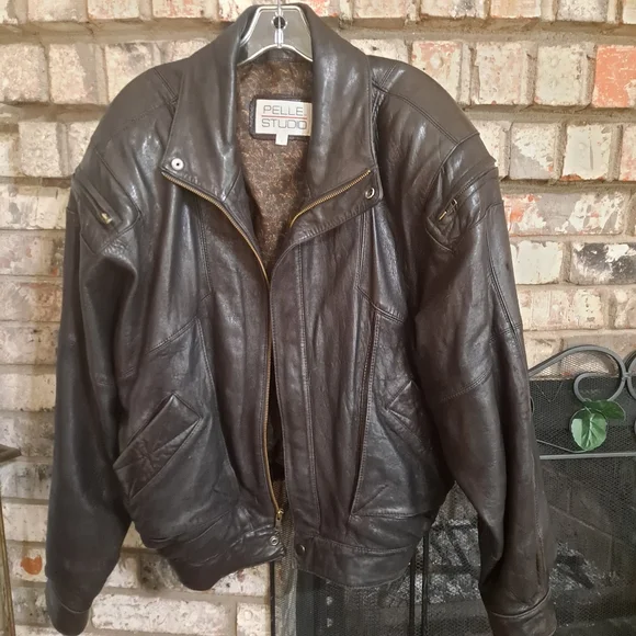 Final price! Last day! Men's black brown leather bomber jacket - Picture 1 of 11